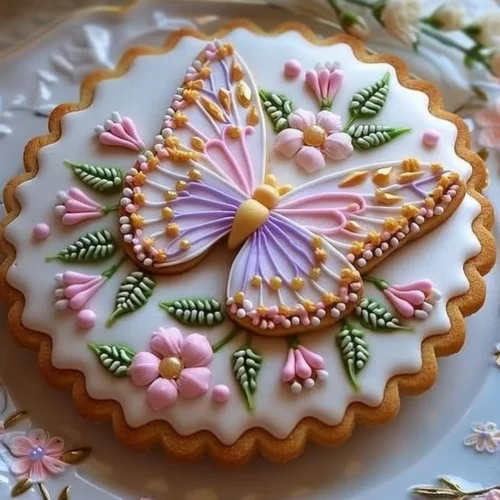 Decorated Floral Butter Cookies with Royal Icing