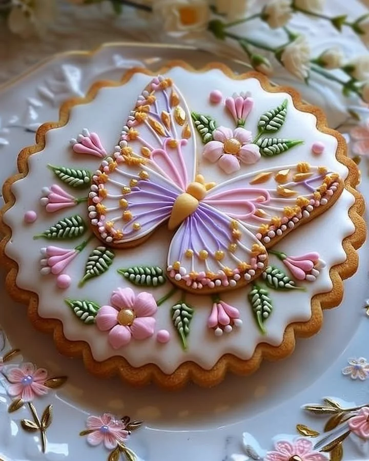 Decorated Floral Butter Cookies with Royal Icing