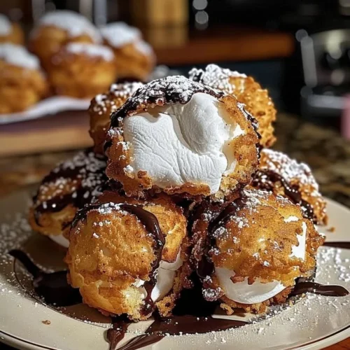 Delicious Fried S’mores Bombs with chocolate and marshmallows