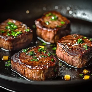 Garlic Butter Brazilian Steak served with fresh herbs and side dishes
