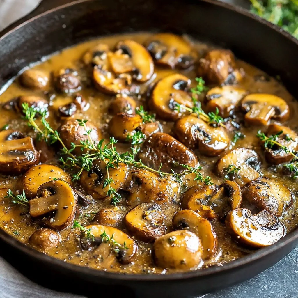 Delicious Garlic Mushroom Stroganoff served in a bowl