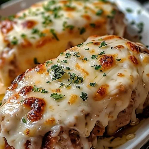 Garlic Parmesan Chicken Meatloaf served with fresh herbs and vegetables.