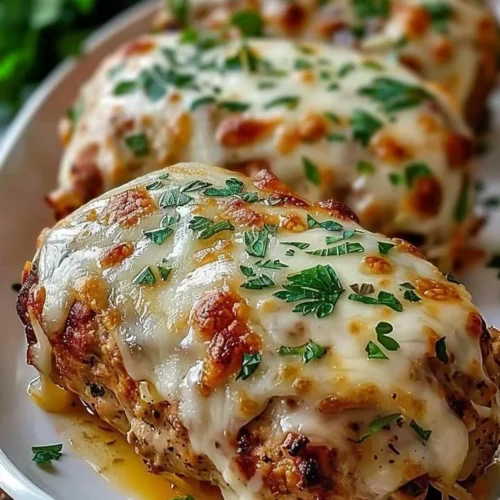 Garlic Parmesan Chicken Meatloaf served with fresh herbs