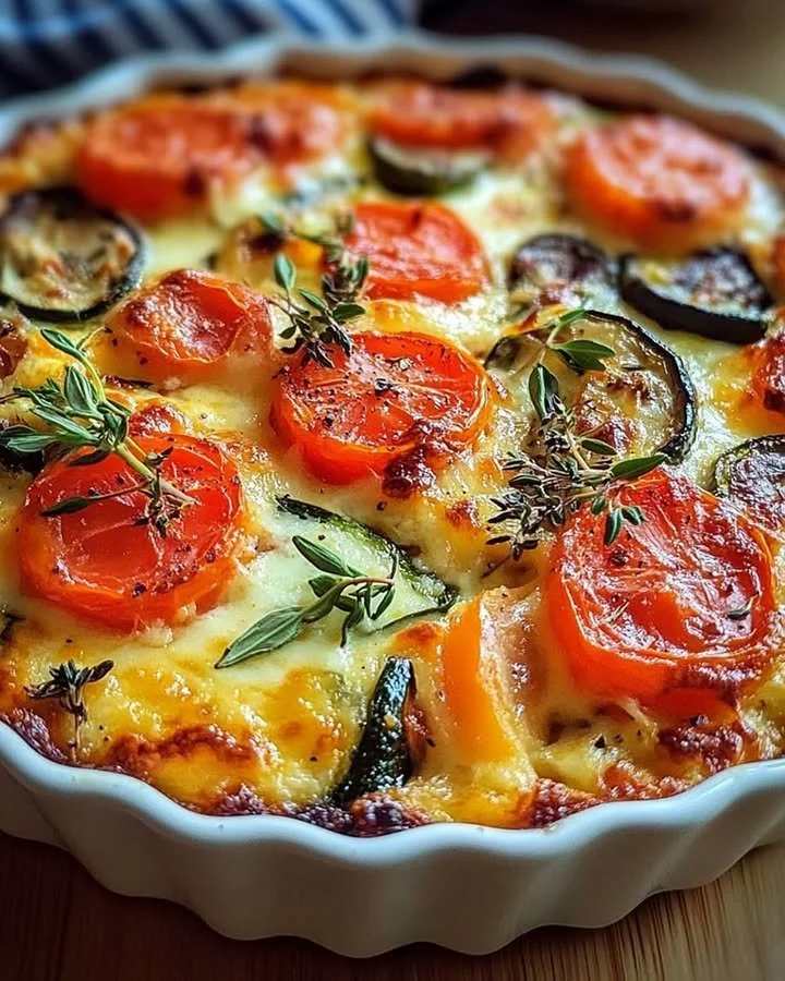 High Protein Cottage Cheese Veggie Bake served in a dish for a healthy meal.