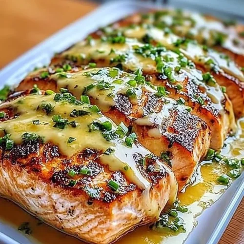 Delicious honey lime garlic butter baked salmon on a platter