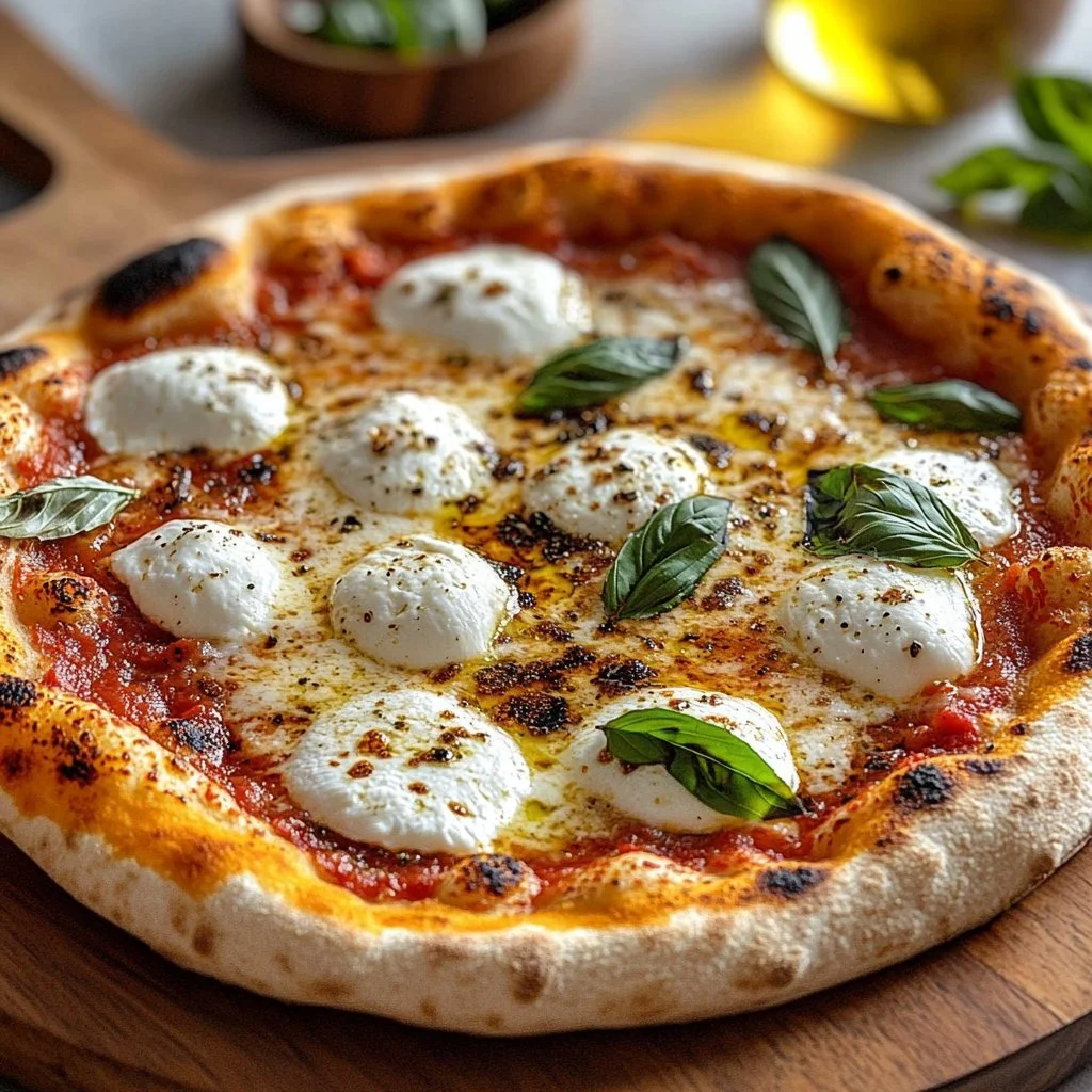 Delicious hot honey ricotta pizza topped with creamy ricotta and spicy honey glaze