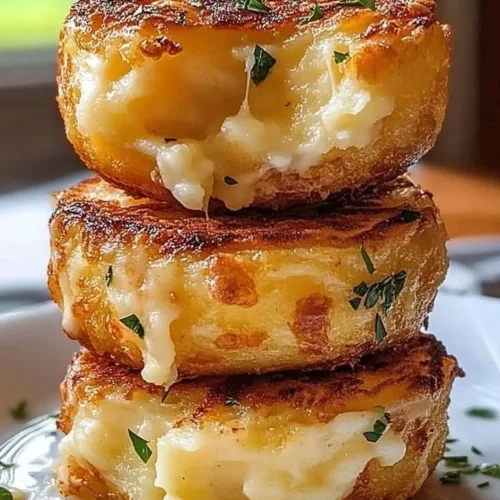 Delicious mashed potato cheese puffs served on a platter
