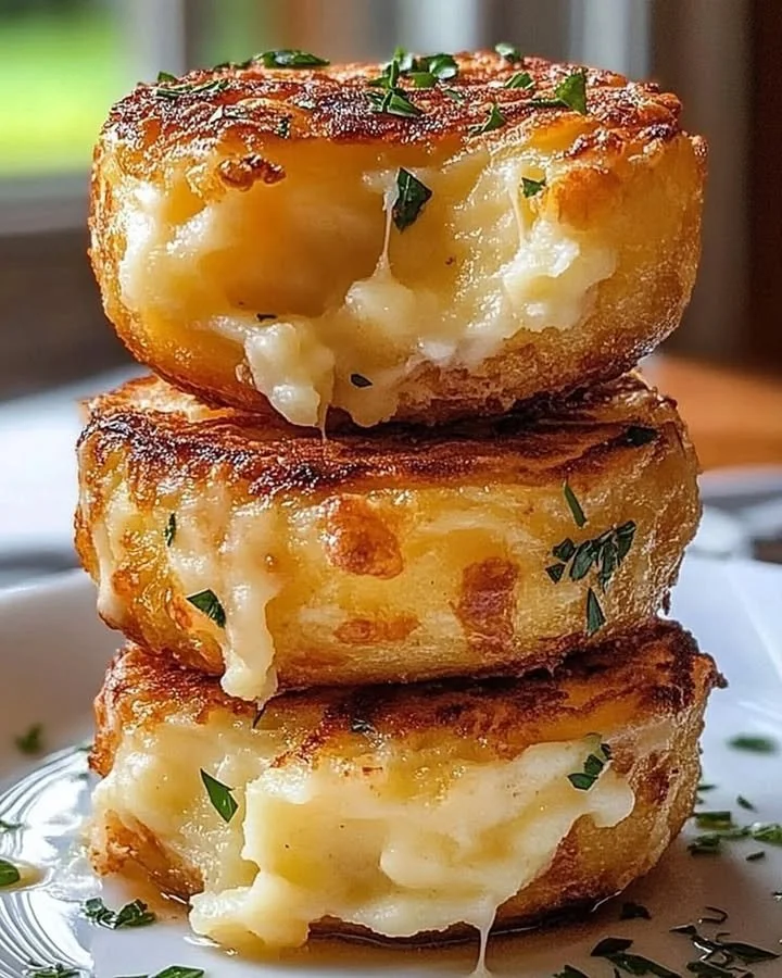 Delicious mashed potato cheese puffs served on a platter