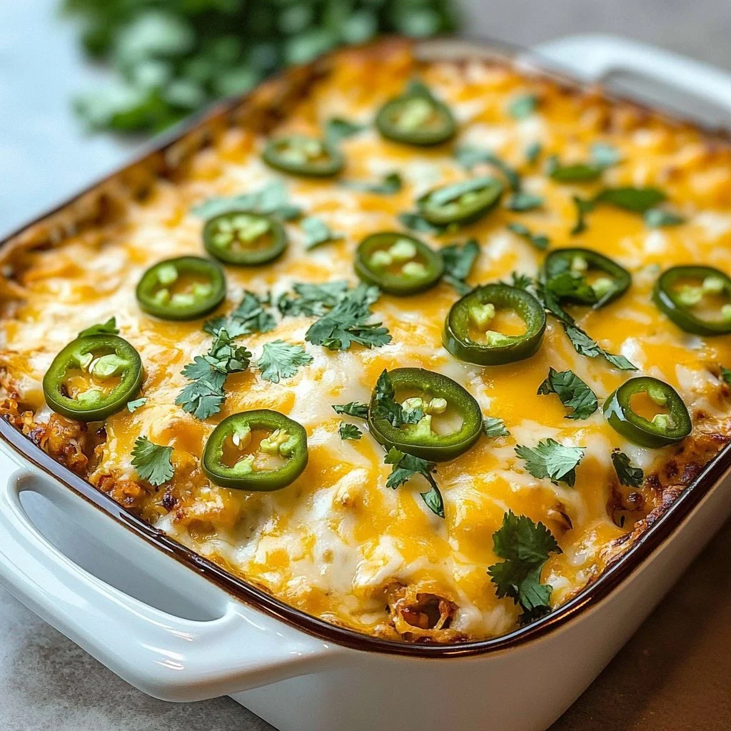 Delicious Keto Taco Casserole served in a dish with toppings