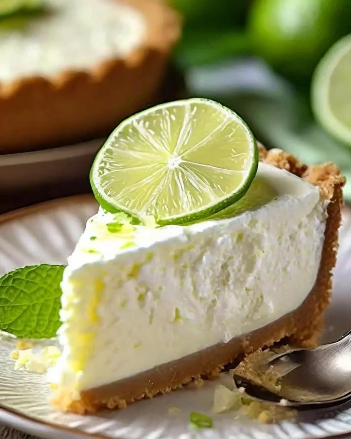 Delicious homemade Key Lime Cheesecake with a graham cracker crust and lime topping.
