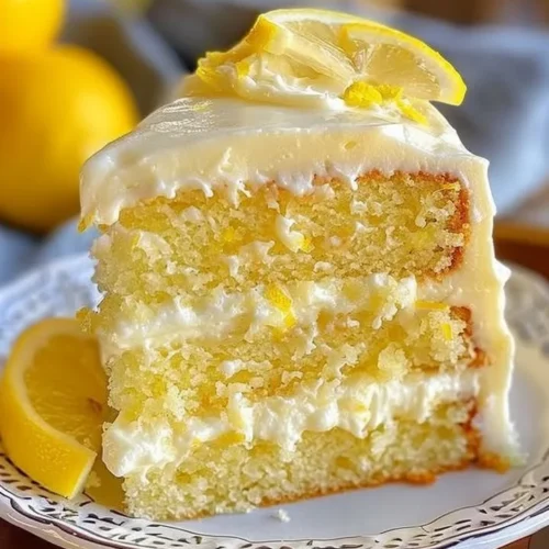 Lemon Heaven Cake with a fluffy texture and lemon zest garnish