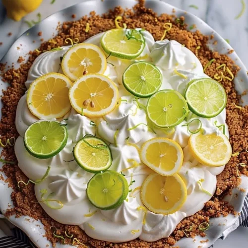 Delicious Lemon Lime Icebox Pie topped with whipped cream and lime zest