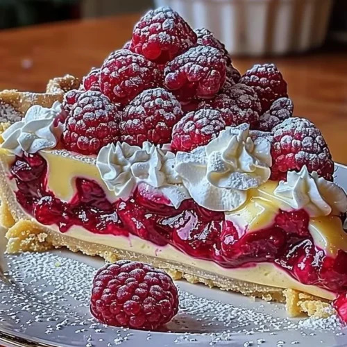 Lemon Raspberry Layered Pie with vibrant colors and delicious texture
