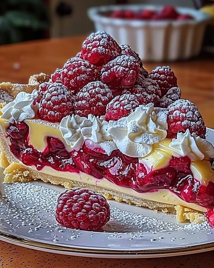 Lemon Raspberry Layered Pie with vibrant colors and delicious texture