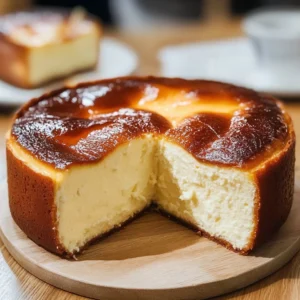 Delicious loaf pan Basque cheesecake with a caramelized top and creamy texture