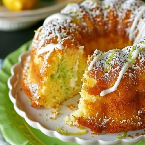 Lemon-Lime Infusion Cake topped with fresh citrus zest and glaze