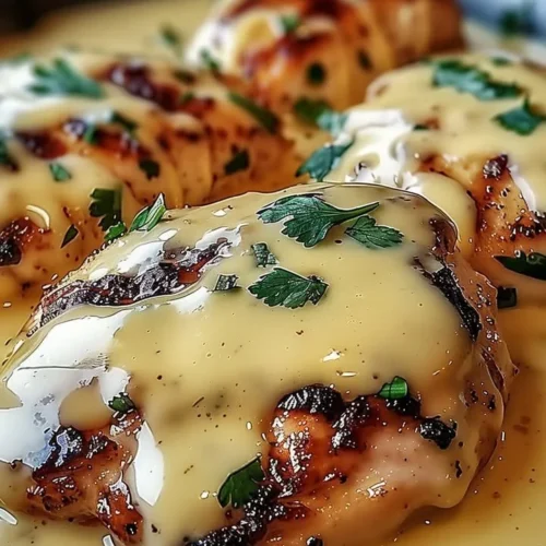 Delicious Mexican Chicken topped with creamy cheese sauce served on a plate.