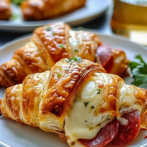 Delicious Mozzarella Pepperoni Croissant Rolls fresh out of the oven