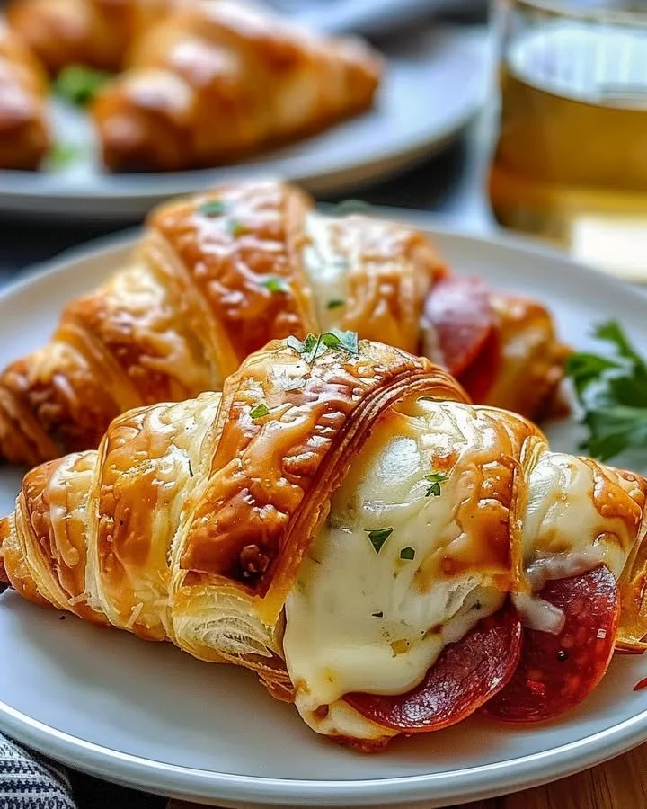 Delicious Mozzarella Pepperoni Croissant Rolls fresh out of the oven