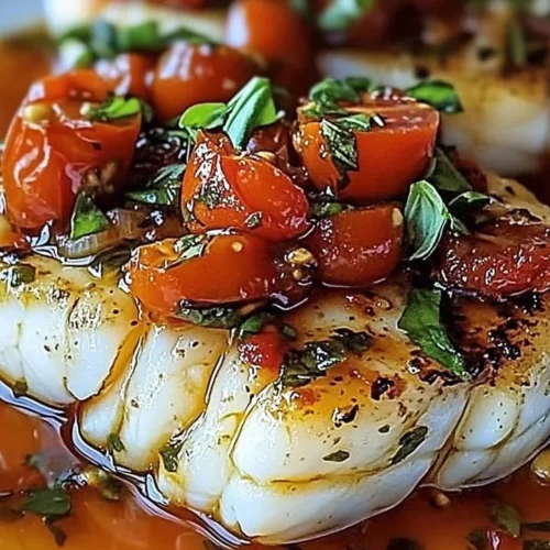 Pan-Seared Mediterranean Cod served in Tomato Basil Sauce