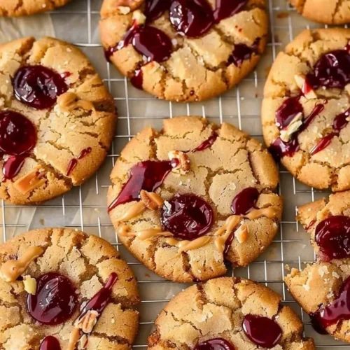 Homemade Peanut Butter and Jelly Cookies on a plate, perfect for dessert