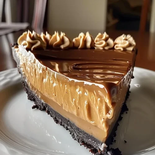 Delicious homemade Peanut Butter Pie with a rich topping