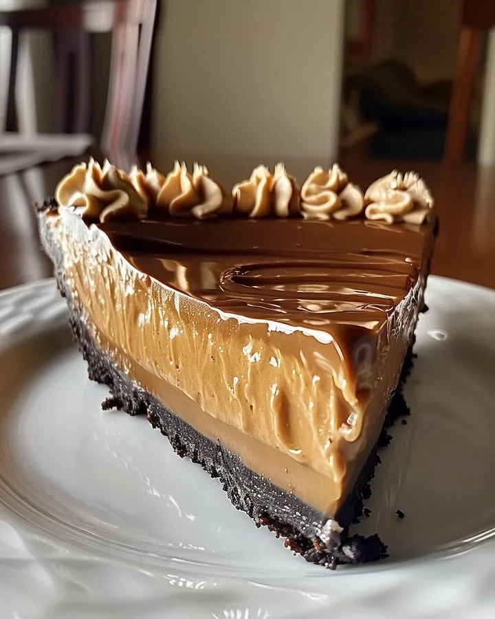 Delicious homemade Peanut Butter Pie with a rich topping