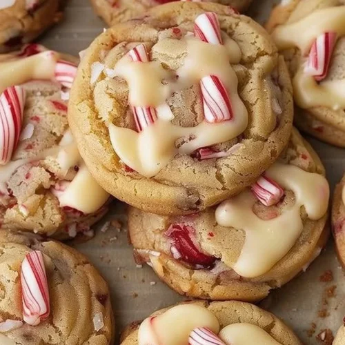 Delicious peppermint cheesecake cookies on a festive plate.
