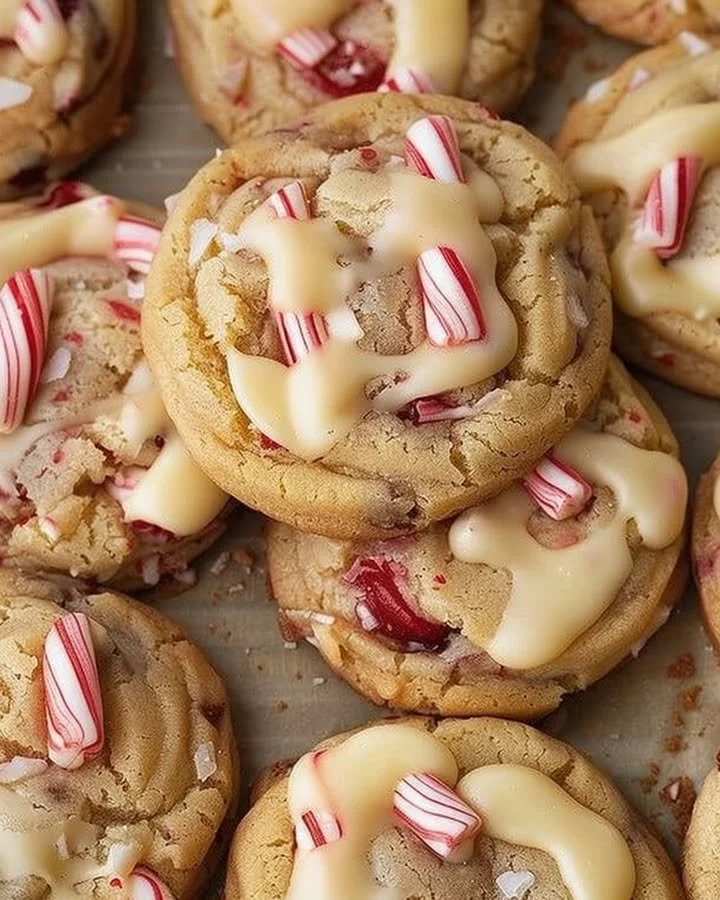 Delicious peppermint cheesecake cookies on a festive plate.