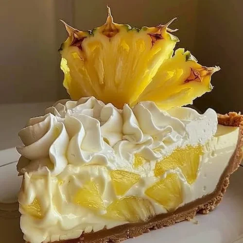 Delicious Pineapple Cream Cheese Pie with a creamy filling and pineapple topping