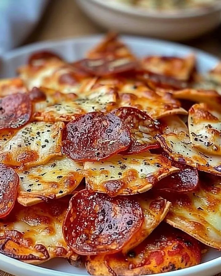 Delicious homemade pizza chips made with just two ingredients.