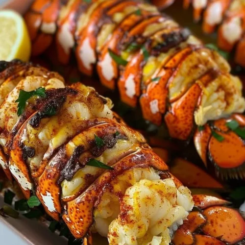 Delicious quick gourmet lobster tails served with lemon and herbs