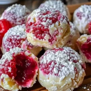 Delicious Raspberry Cream Cheese Bites on a plate, perfect for desserts.