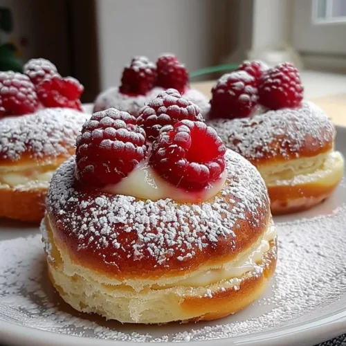 Freshly baked Raspberry Custard Buns with a golden pastry and berry filling