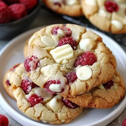 Delicious Raspberry White Chocolate Cookies with berries and chocolate chunks