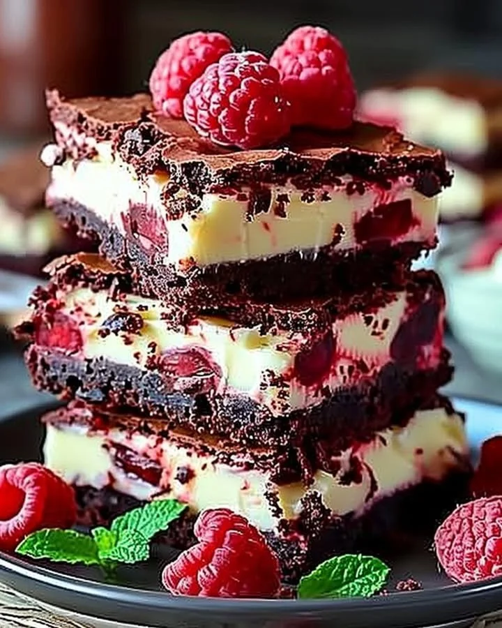 Delicious red velvet brownies on a plate with a fork