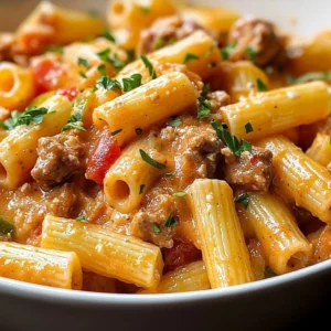Delicious Rotel Pasta Fiesta dish served in a colorful bowl