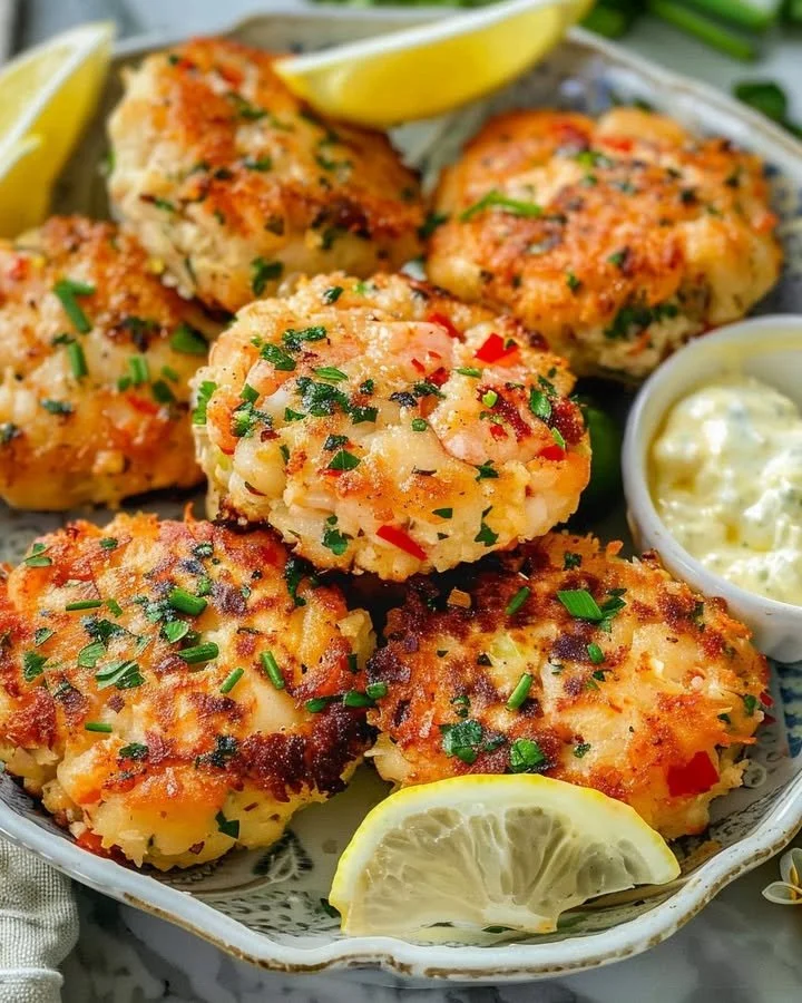 Spicy shrimp cakes served with a zesty chili-lime dip