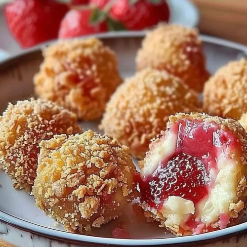 Strawberry Cheesecake Crunch Bites with fresh strawberries and crust