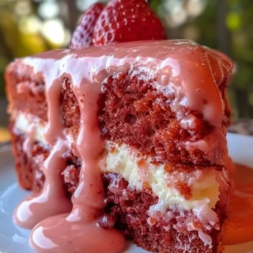 Strawberry Honeybun Cake with Strawberry Cream Icing