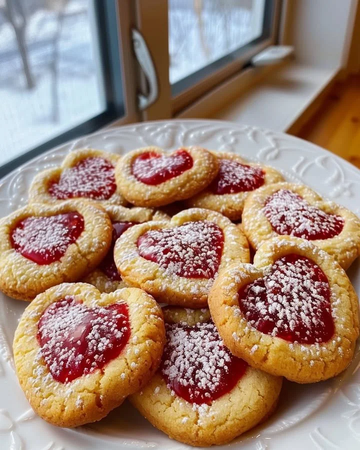 Freshly baked Strawberry Kiss Cookies topped with chocolate.