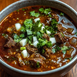 Delicious traditional Mexican birria served with garnishes