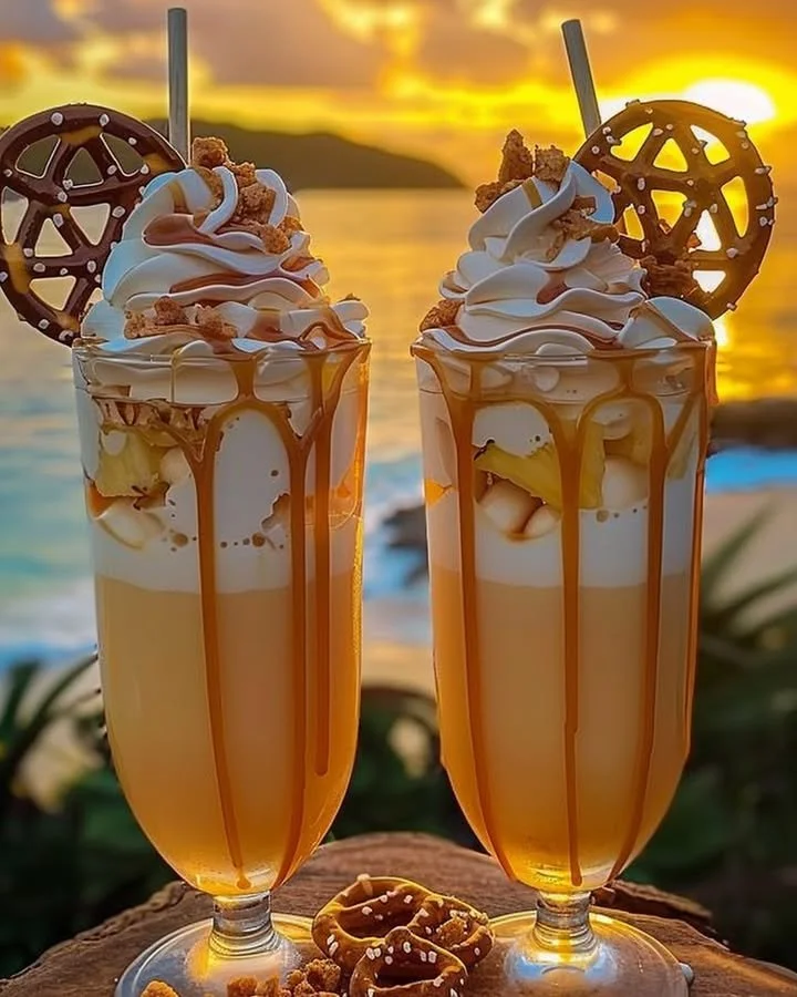 XOXO Caramel Colada cocktail featuring caramel and tropical flavors