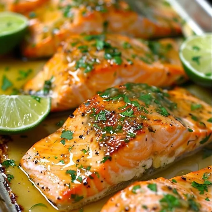 Zesty Honey Lime Salmon Delight served on a plate with fresh garnish