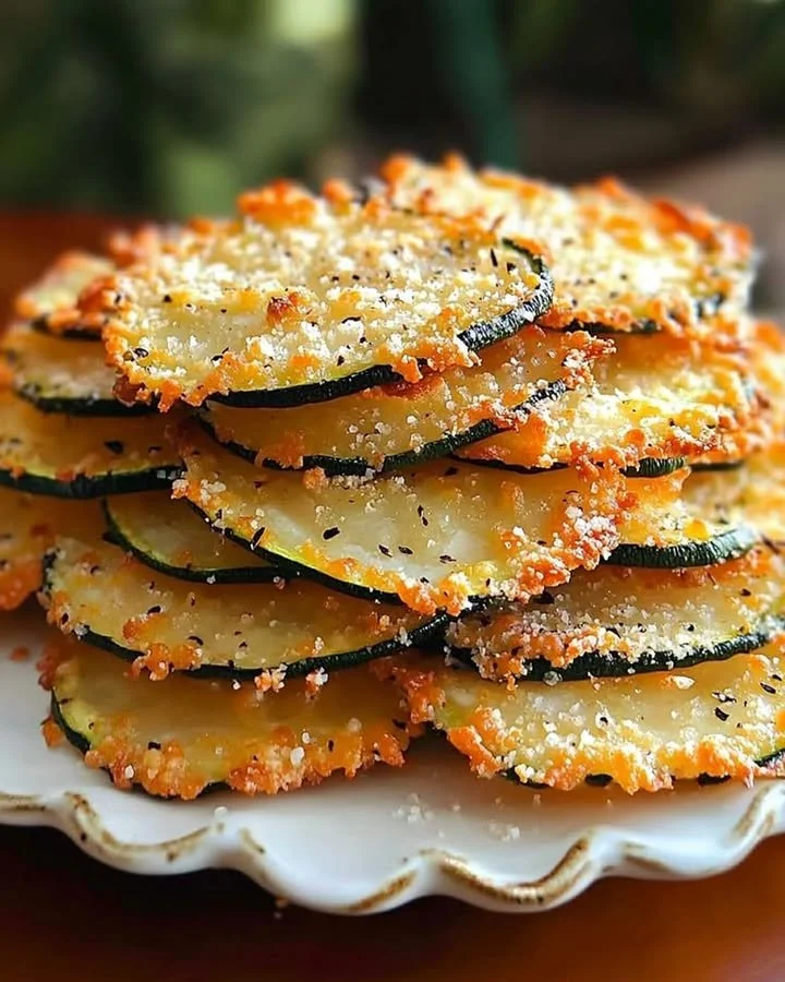 Zucchini Parmesan Crisps served in a bowl, showcasing their crunchy texture.